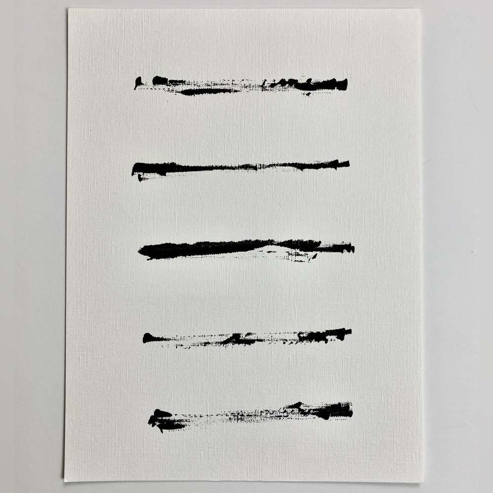 Abstract Acrylic Original Painting On Canvas Paper 9X12 Wall Art Black White